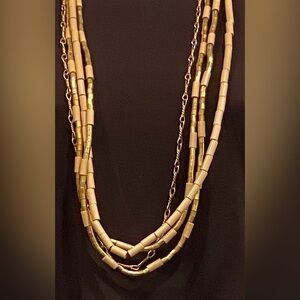 Vintage cream and gold long necklace